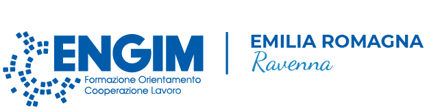 Logo ENGIM Emilia Romagna Ravenna in colore blu, ente di formazione e orientamento professionale.